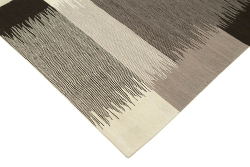 Scrap Bej Geometrik Pamuk Yün El Dokuma Halısı 224x311 Agacan