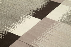 Scrap Bej Geometrik Pamuk Yün El Dokuma Halısı 224x311 Agacan