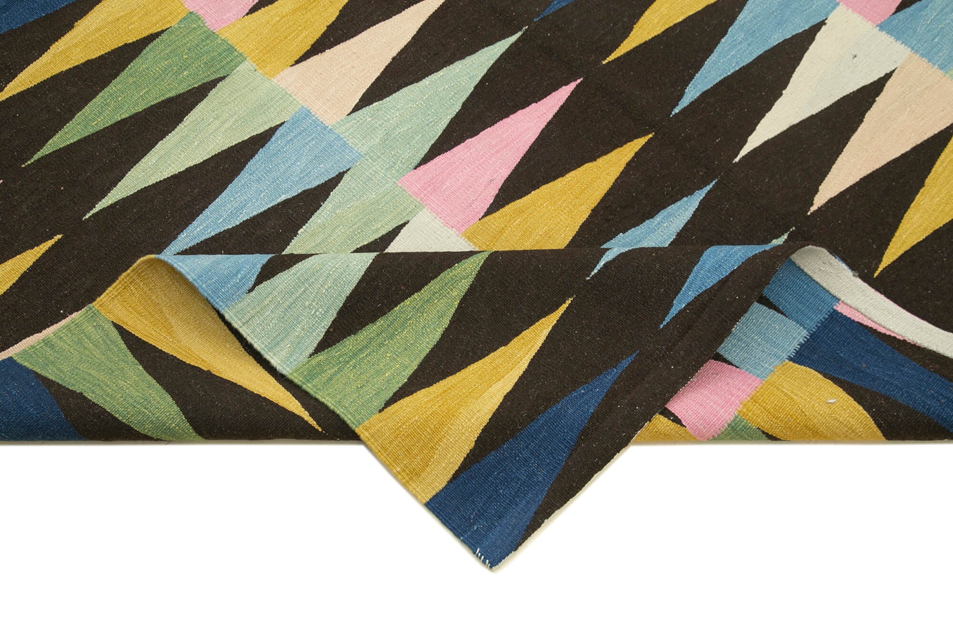 Scrap Siyah Geometrik Pamuk Yün El Dokuma Halısı 177x250 Agacan