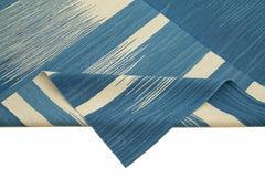 Scrap Mavi Geometrik Pamuk Yün El Dokuma Halısı 209x316 Agacan