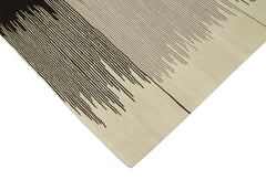 Scrap Bej Geometrik Pamuk Yün El Dokuma Halısı 218x321 Agacan