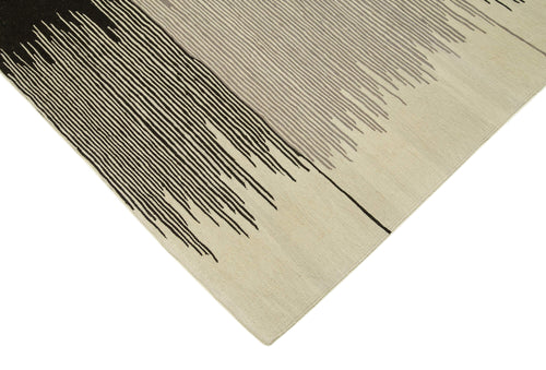 Scrap Bej Geometrik Pamuk Yün El Dokuma Halısı 218x321 Agacan