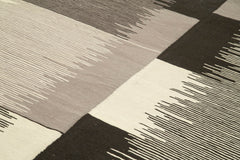 Scrap Bej Geometrik Pamuk Yün El Dokuma Halısı 218x321 Agacan