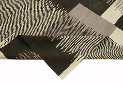 Scrap Bej Geometrik Pamuk Yün El Dokuma Halısı 218x321 Agacan