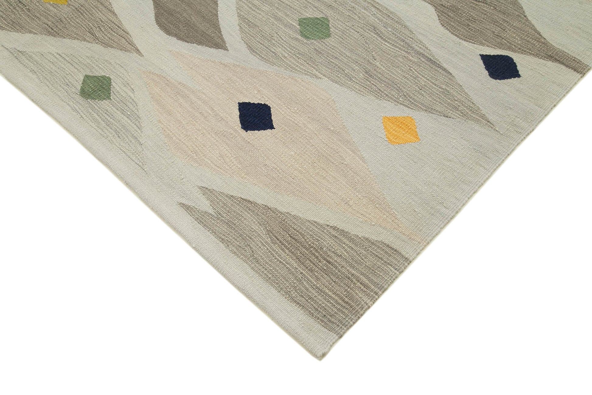 Scrap Gri Geometrik Pamuk Yün El Dokuma Halısı 205x289 Agacan