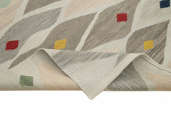 Scrap Gri Geometrik Pamuk Yün El Dokuma Halısı 205x289 Agacan