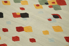 Scrap Bej Geometrik Pamuk Yün El Dokuma Halısı 174x246 Agacan