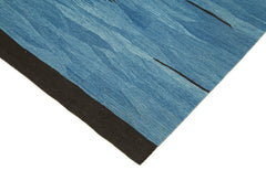 Scrap Mavi Geometrik Pamuk Yün El Dokuma Halısı 180x255 Agacan