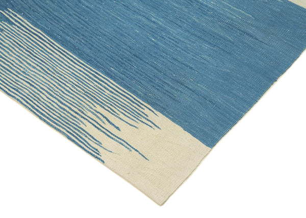Scrap Mavi Geometrik Pamuk Yün El Dokuma Halısı 176x258 Agacan