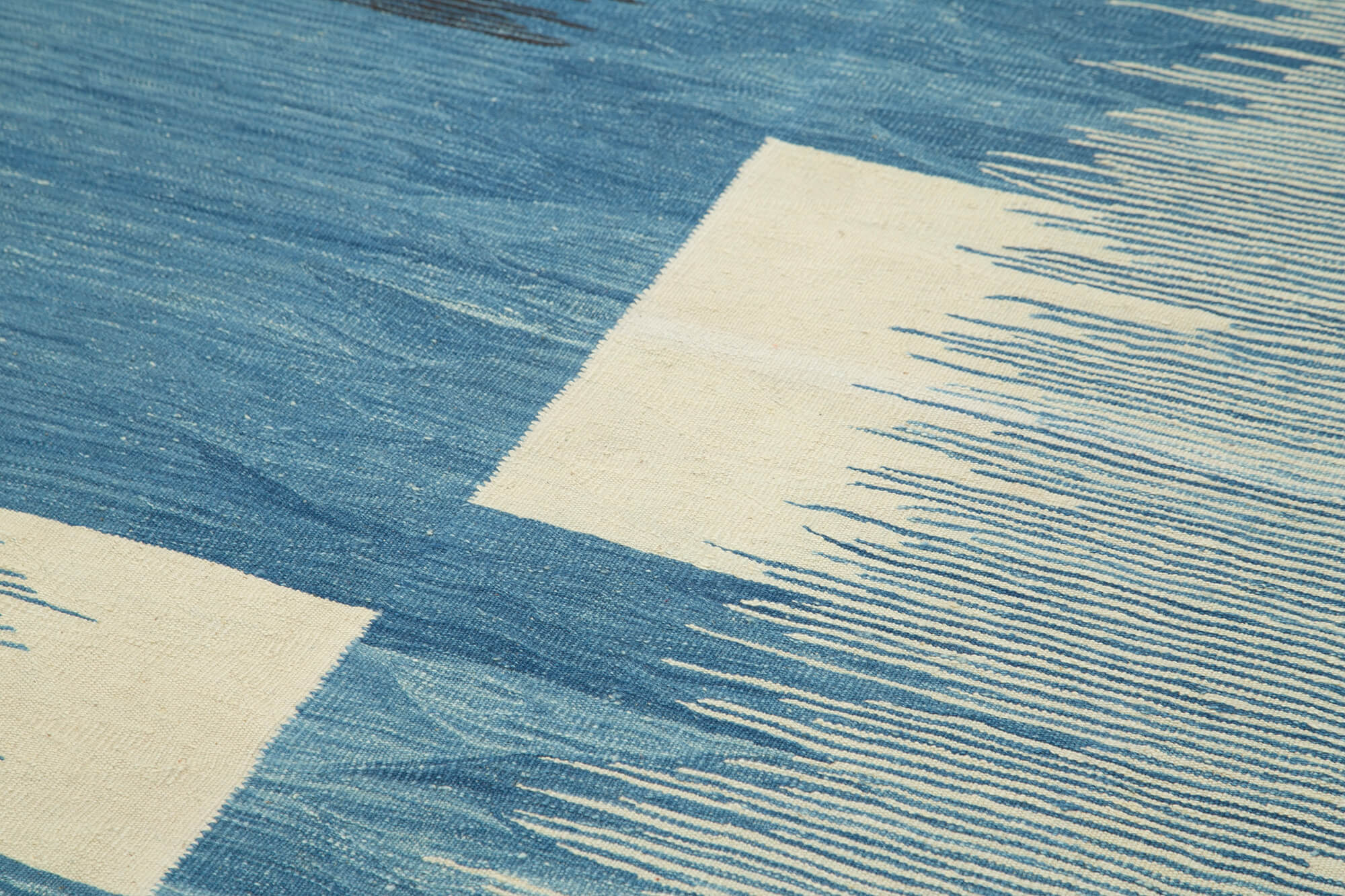 Scrap Mavi Geometrik Pamuk Yün El Dokuma Halısı 176x258 Agacan