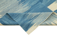 Scrap Mavi Geometrik Pamuk Yün El Dokuma Halısı 176x258 Agacan