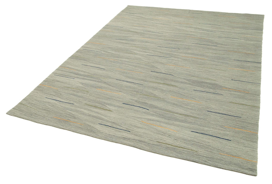 Scrap Sarı Geometrik Pamuk Yün El Dokuma Halısı 177x245 Agacan