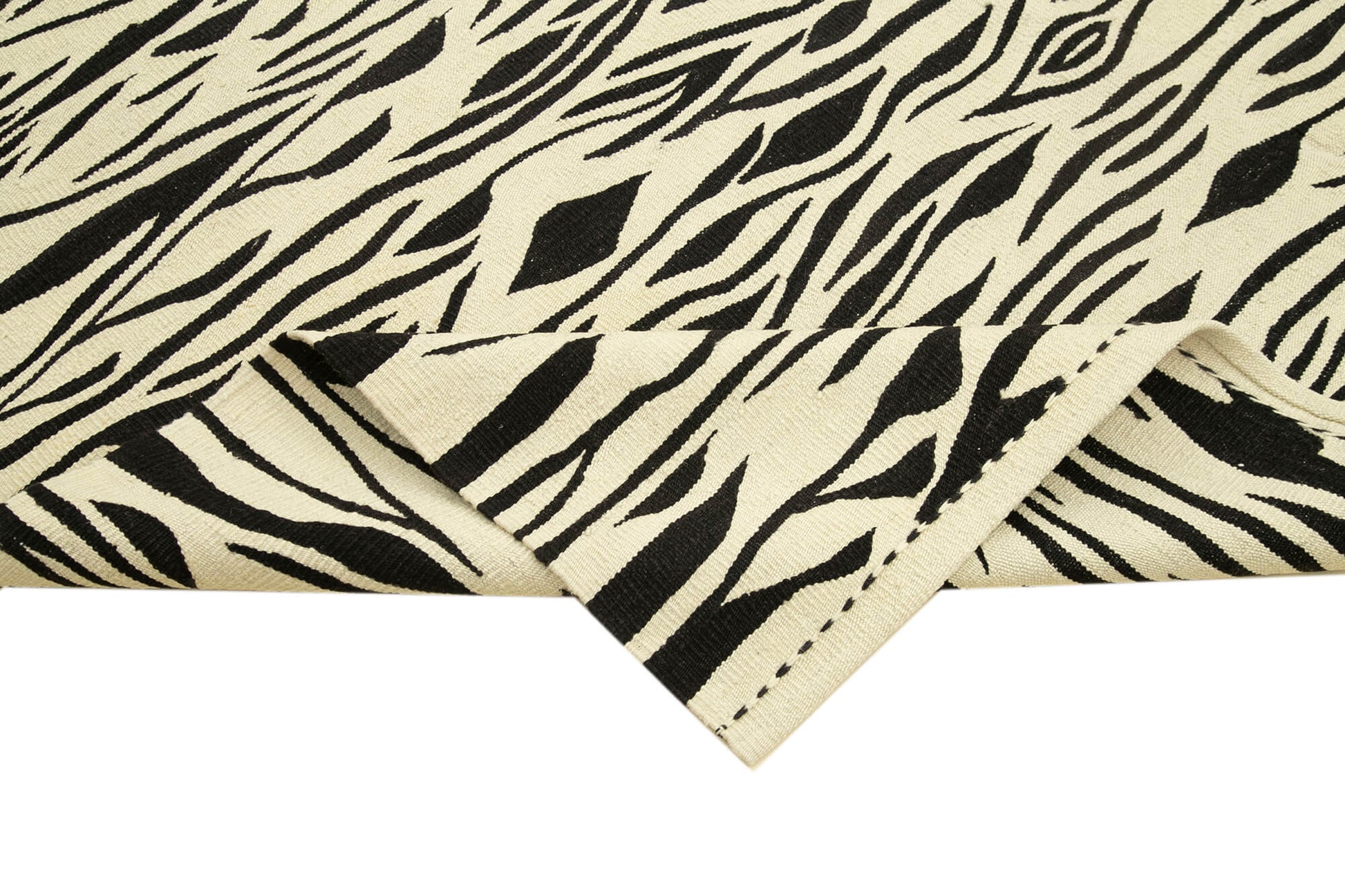 Scrap Siyah Geometrik Pamuk Yün El Dokuma Halısı 220x289 Agacan