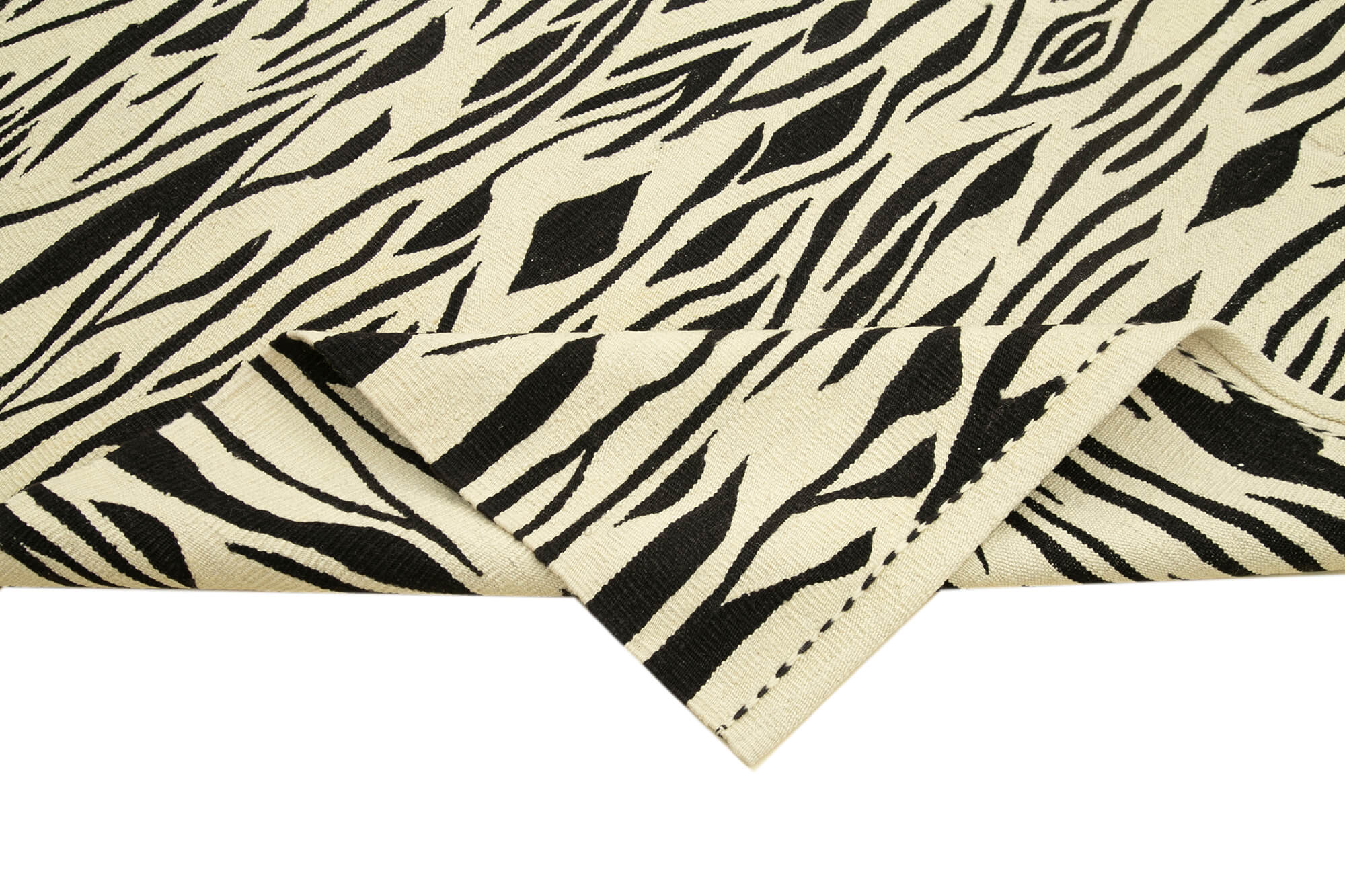 Scrap Siyah Geometrik Pamuk Yün El Dokuma Halısı 220x289 Agacan