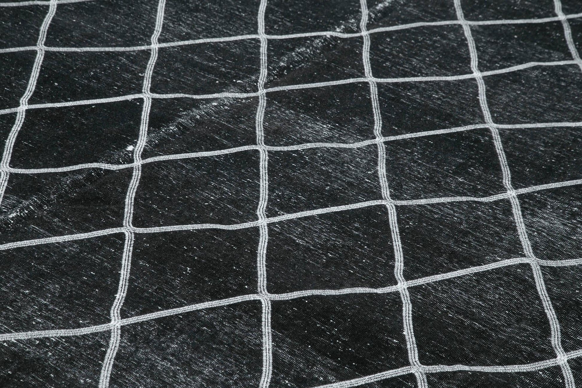 Geometric Carpet Siyah Geometrik Pamuk Yün El Dokuma Halısı 307x434 Agacan