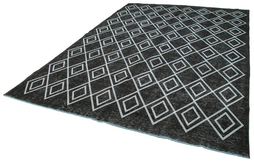 Geometric Carpet Siyah Geometrik Pamuk Yün El Dokuma Halısı 230x342 Agacan