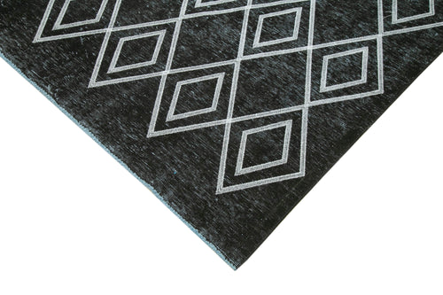 Geometric Carpet Siyah Geometrik Pamuk Yün El Dokuma Halısı 230x342 Agacan