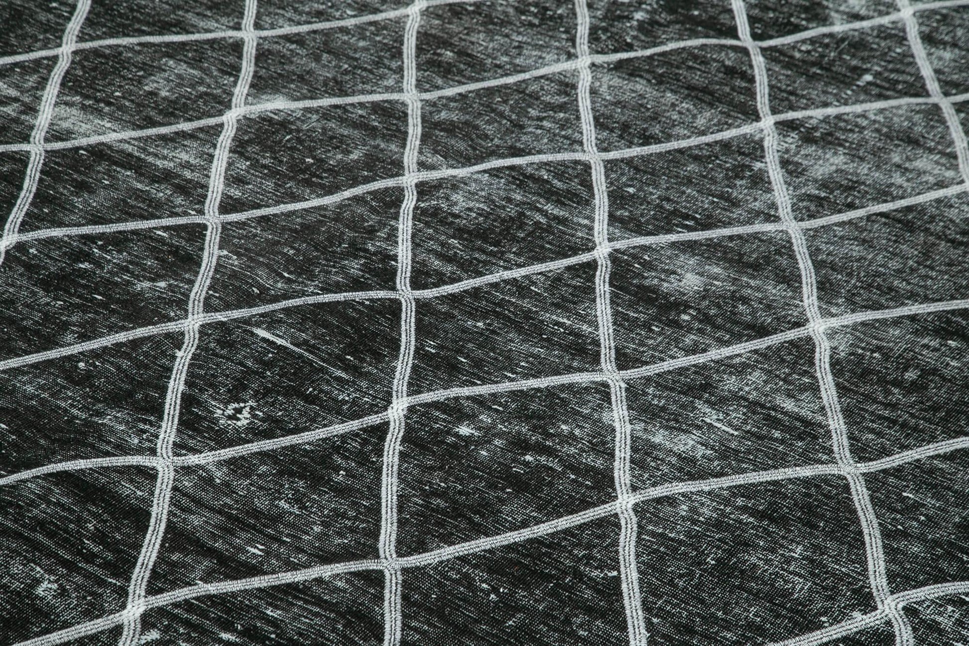 Geometric Carpet Siyah Geometrik Pamuk Yün El Dokuma Halısı 290x400 Agacan