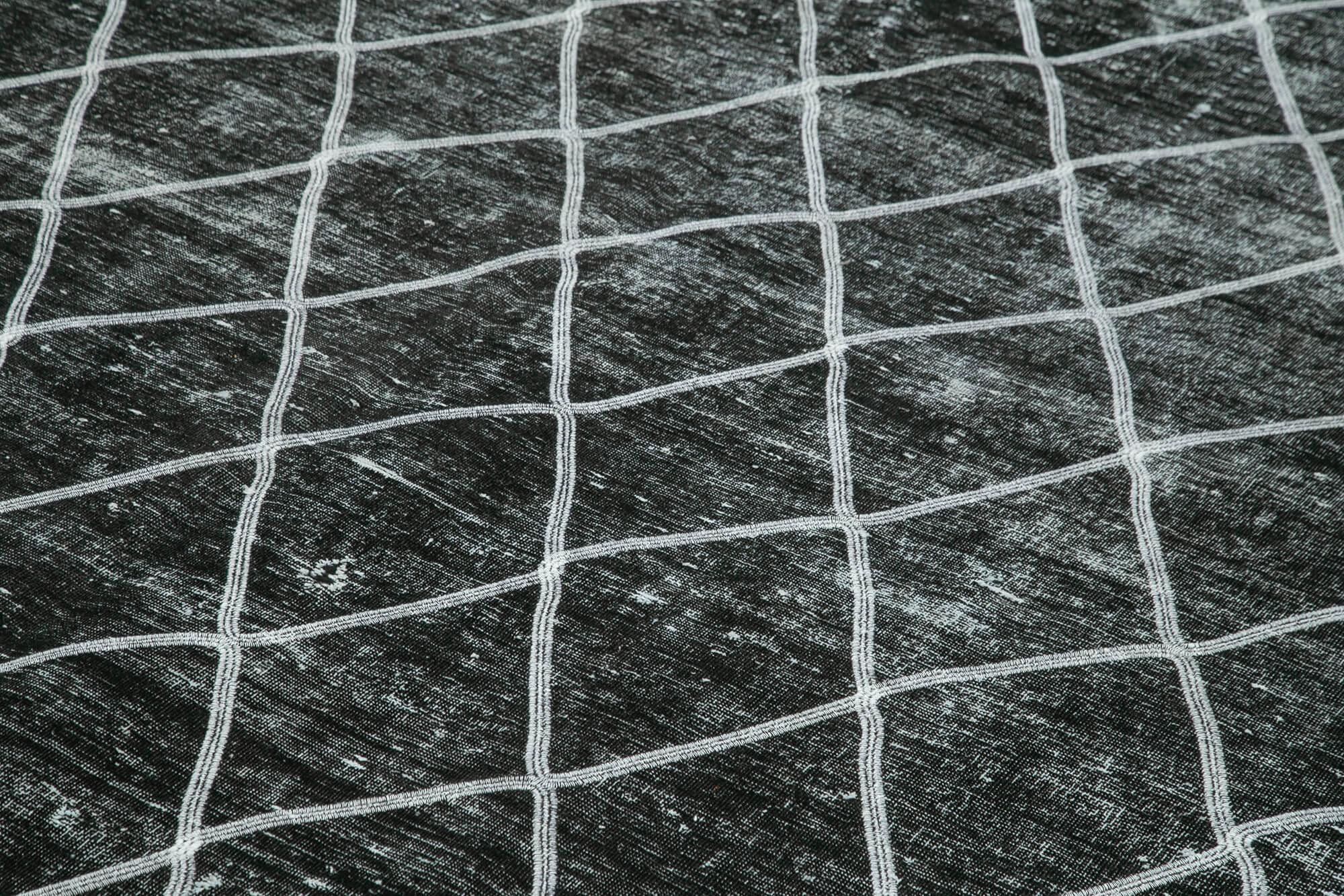 Geometric Carpet Siyah Geometrik Pamuk Yün El Dokuma Halısı 290x400 Agacan