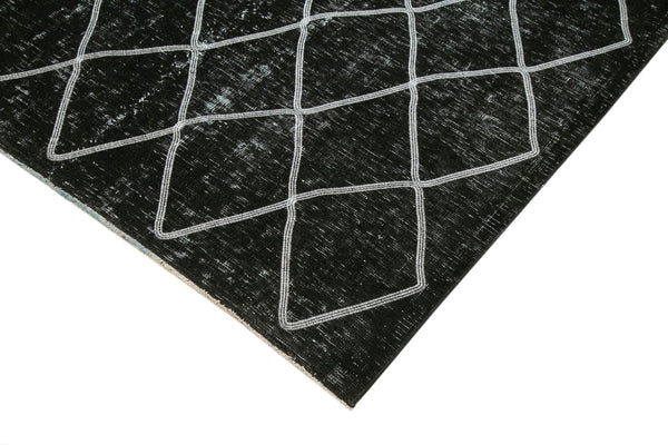 Geometric Carpet Siyah Geometrik Pamuk Yün El Dokuma Halısı 302x369 Agacan