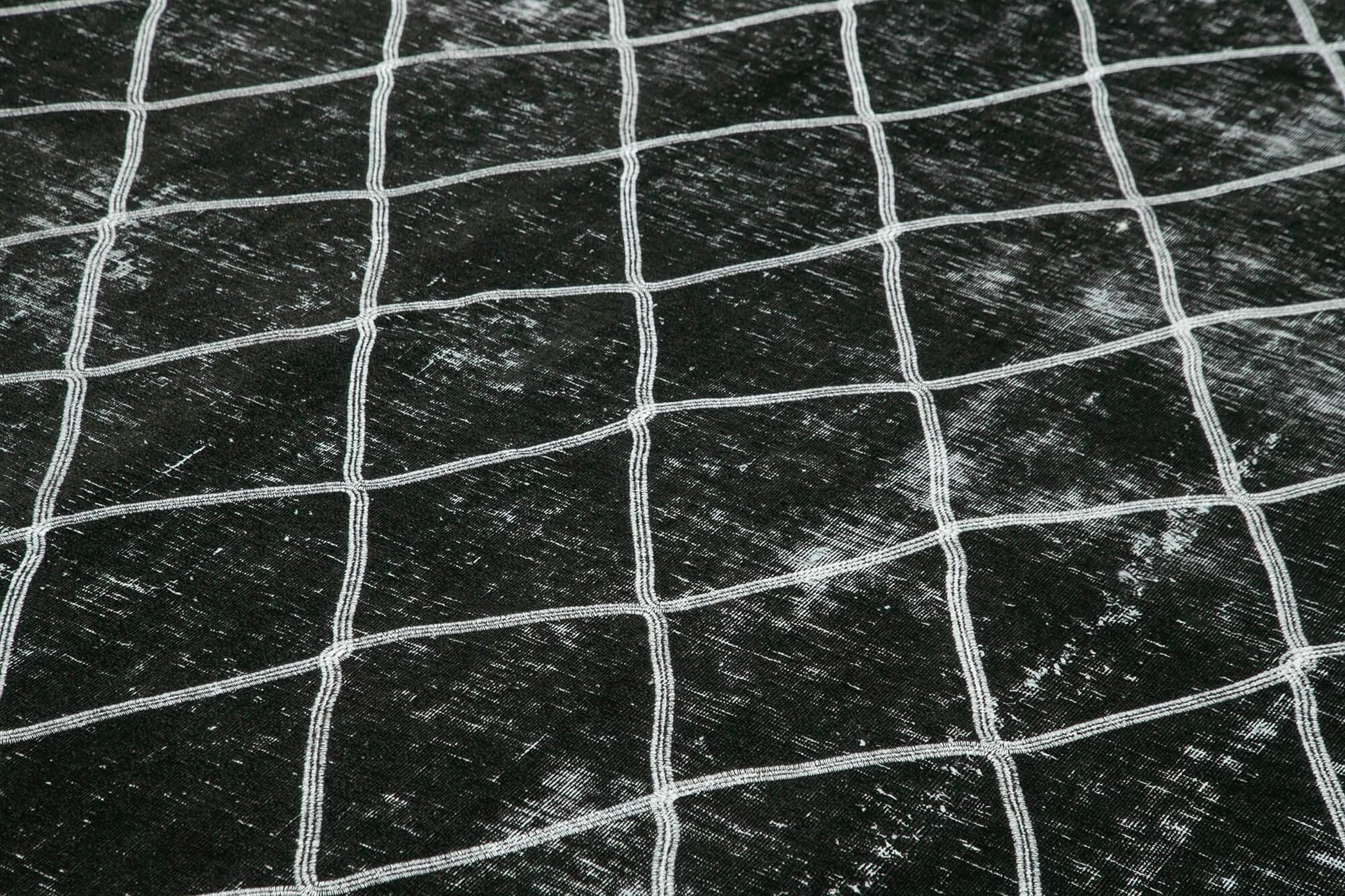 Geometric Carpet Siyah Geometrik Pamuk Yün El Dokuma Halısı 302x369 Agacan