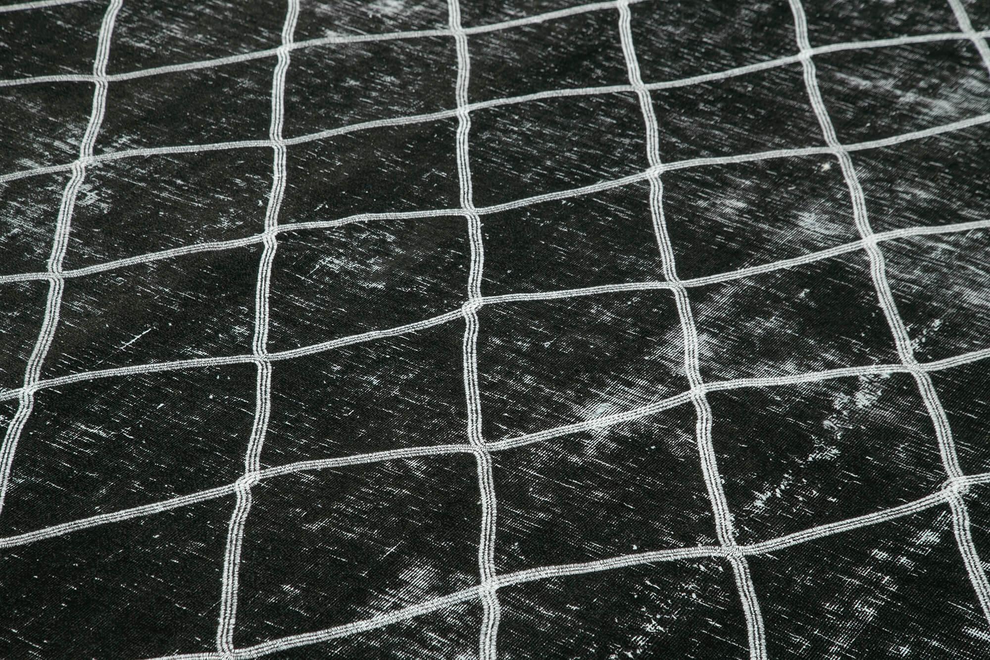 Geometric Carpet Siyah Geometrik Pamuk Yün El Dokuma Halısı 302x369 Agacan
