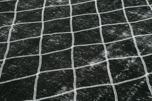 Geometric Carpet Siyah Geometrik Pamuk Yün El Dokuma Halısı 302x369 Agacan