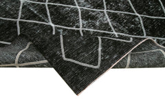 Geometric Carpet Siyah Geometrik Pamuk Yün El Dokuma Halısı 302x369 Agacan