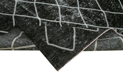 Geometric Carpet Siyah Geometrik Pamuk Yün El Dokuma Halısı 302x369 Agacan