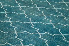 Geometric Carpet Turkuaz Geometrik Pamuk Yün El Dokuma Halısı 301x409 Agacan