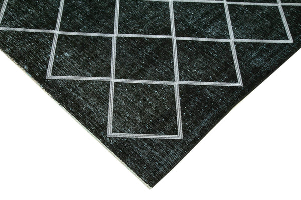 Geometric Carpet Siyah Geometrik Pamuk Yün El Dokuma Halısı 302x392 Agacan
