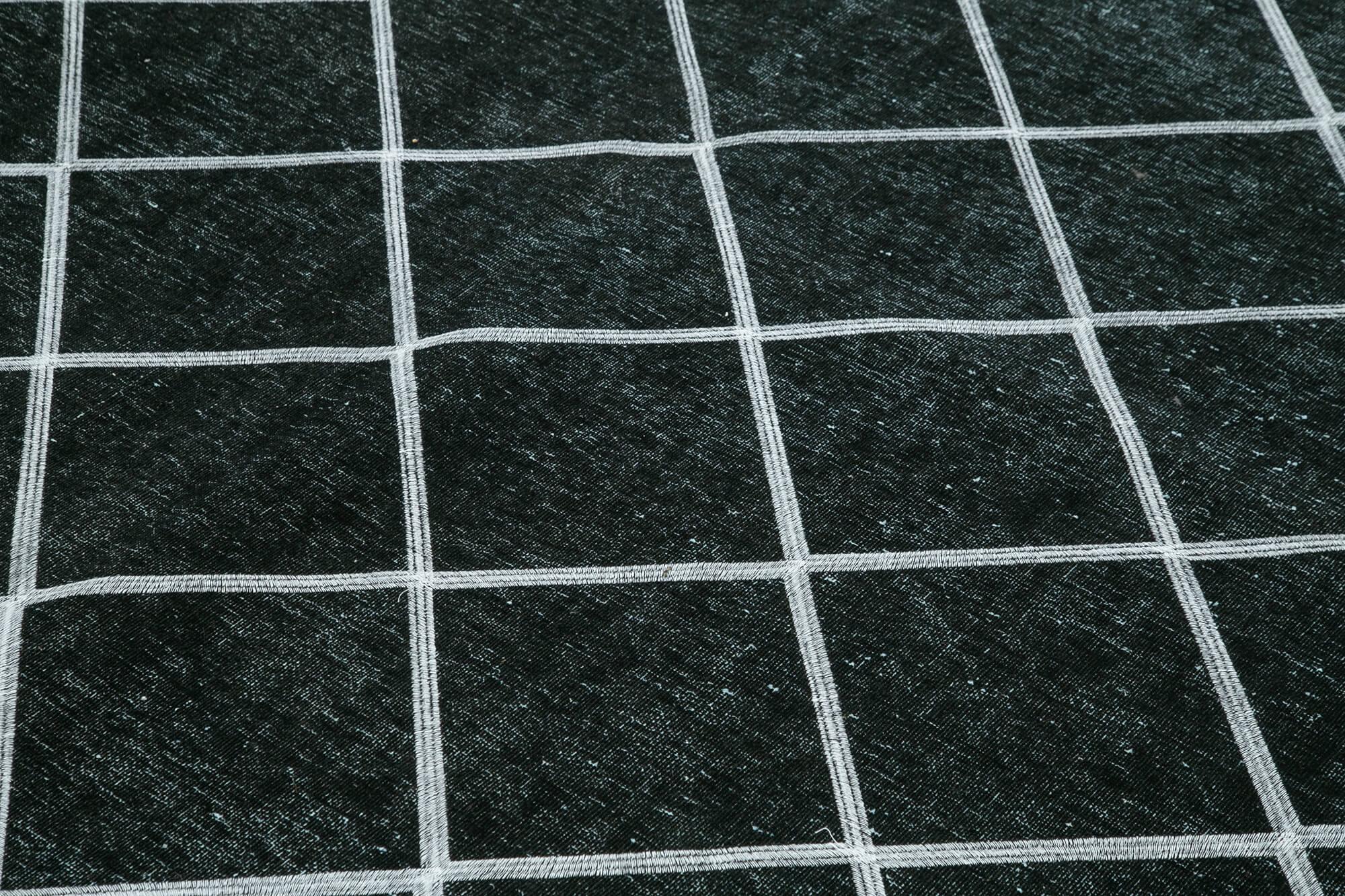 Geometric Carpet Siyah Geometrik Pamuk Yün El Dokuma Halısı 302x392 Agacan