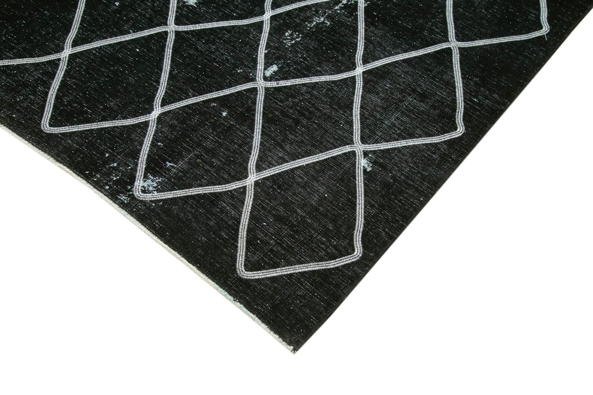 Geometric Carpet Siyah Geometrik Pamuk Yün El Dokuma Halısı 292x392 Agacan