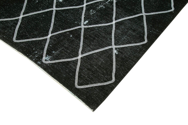 Geometric Carpet Siyah Geometrik Pamuk Yün El Dokuma Halısı 292x392 Agacan