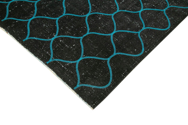 Geometric Carpet Siyah Geometrik Pamuk Yün El Dokuma Halısı 312x406 Agacan