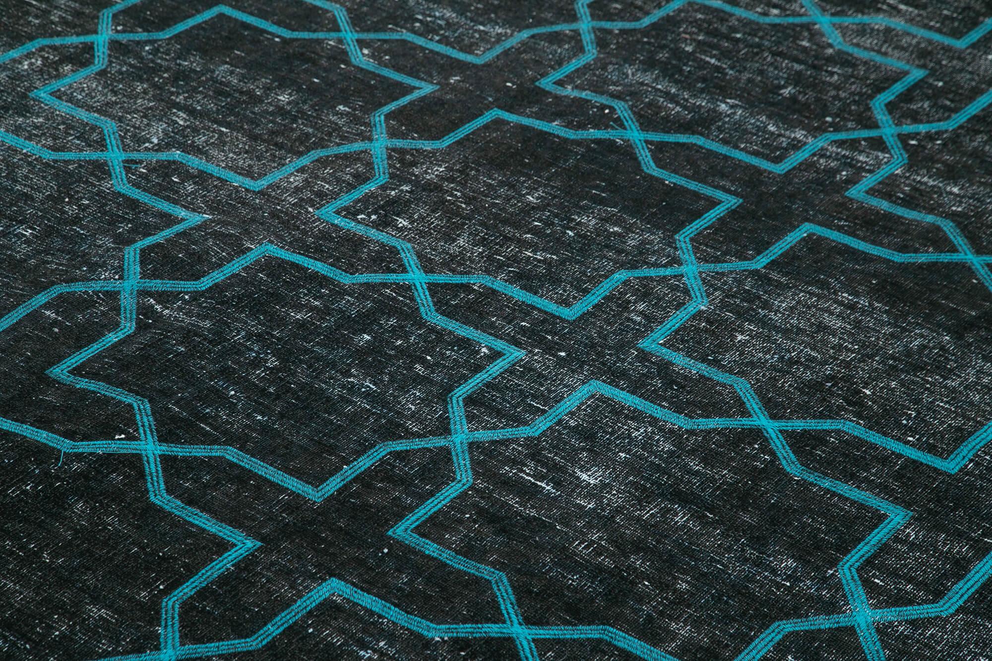 Geometric Carpet Siyah Geometrik Pamuk Yün El Dokuma Halısı 297x395 Agacan