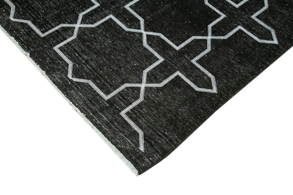Geometric Carpet Siyah Geometrik Pamuk Yün El Dokuma Halısı 272x394 Agacan