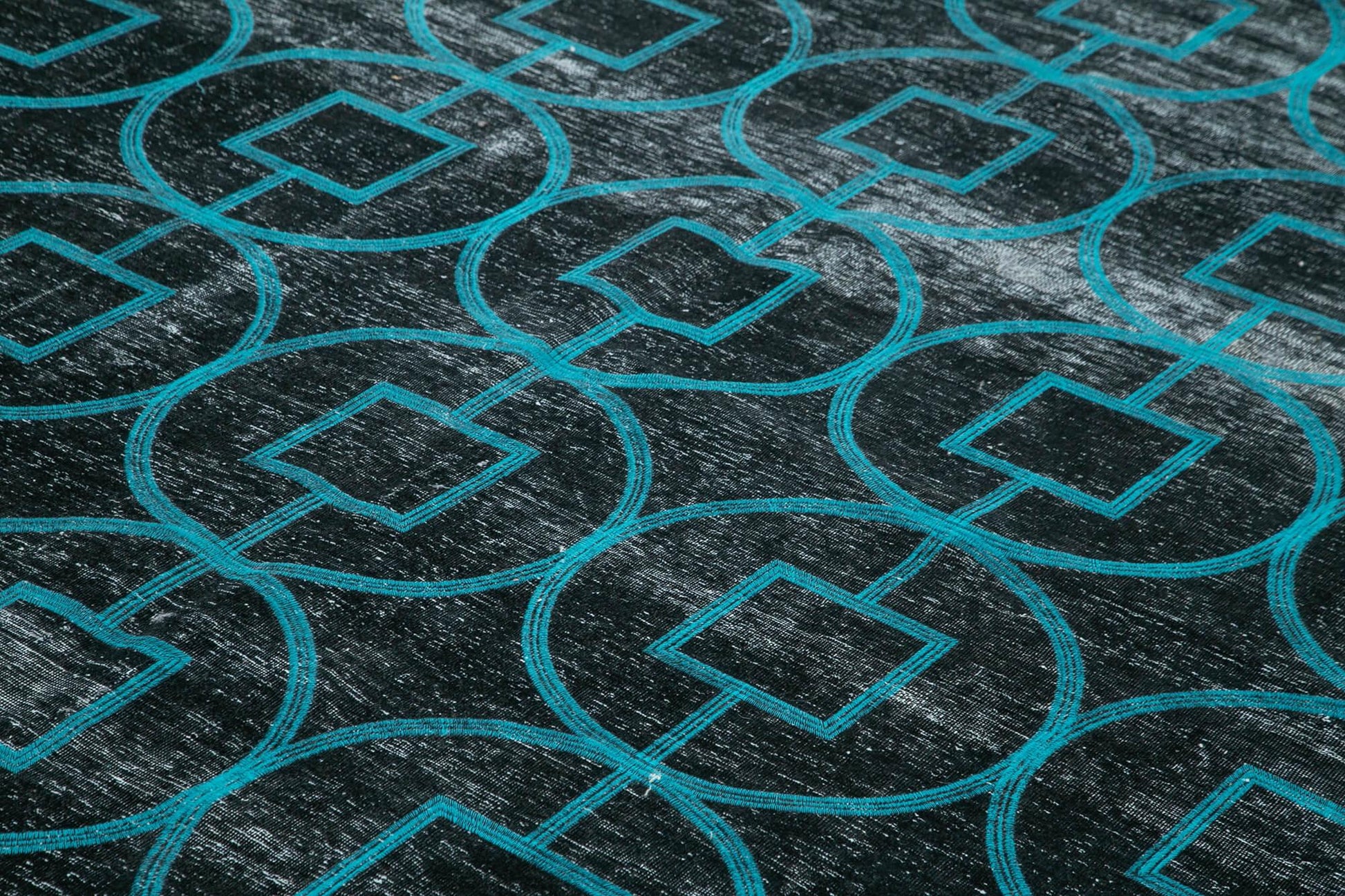 Geometric Carpet Siyah Geometrik Pamuk Yün El Dokuma Halısı 292x420 Agacan