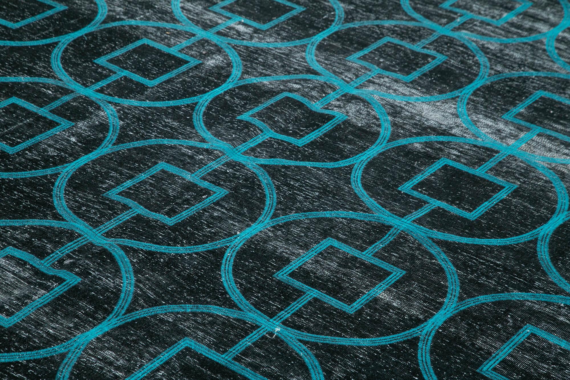 Geometric Carpet Siyah Geometrik Pamuk Yün El Dokuma Halısı 292x420 Agacan