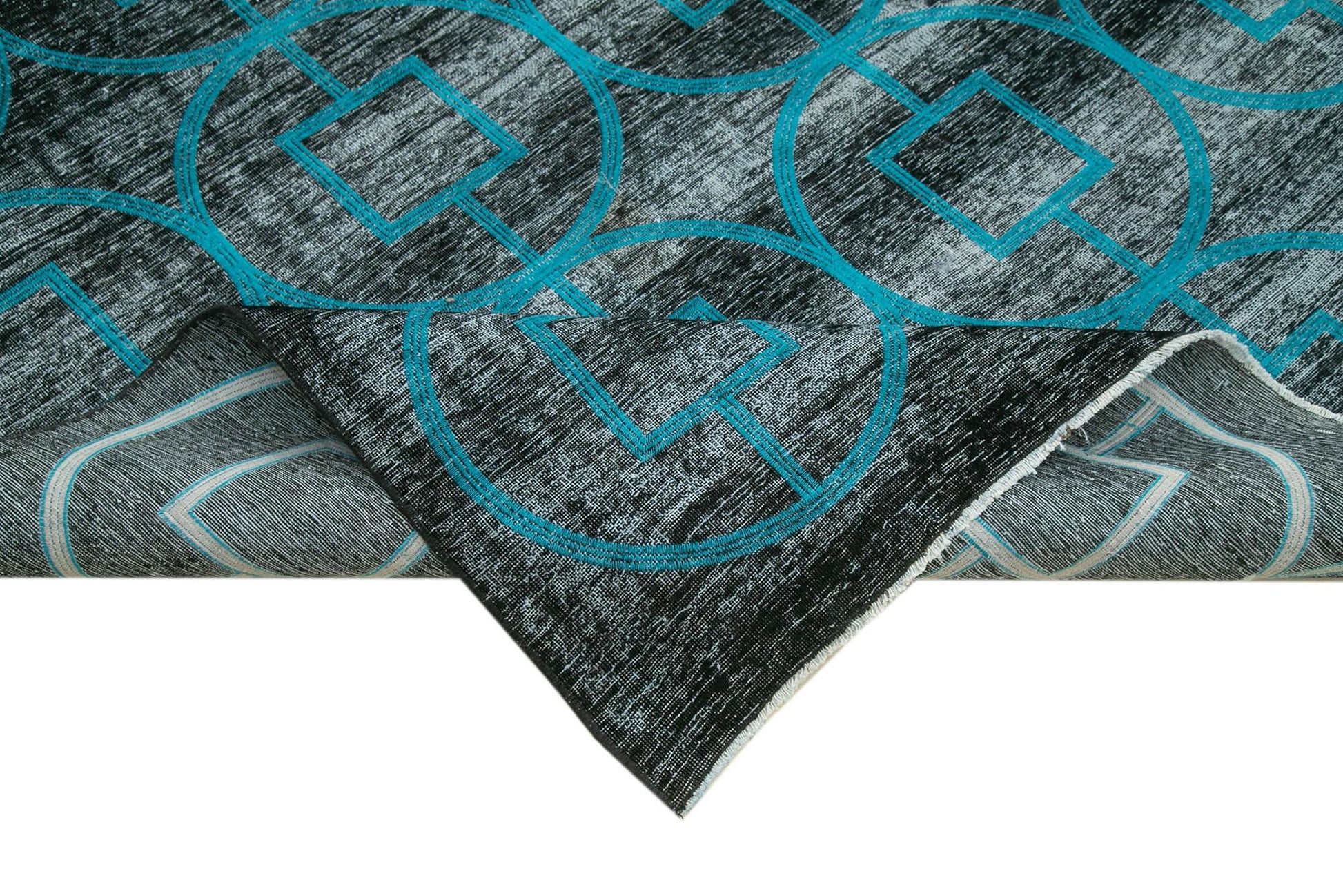 Geometric Carpet Siyah Geometrik Pamuk Yün El Dokuma Halısı 292x420 Agacan