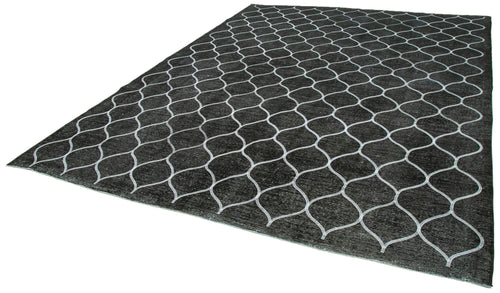 Geometric Carpet Siyah Geometrik Pamuk Yün El Dokuma Halısı 290x394 Agacan