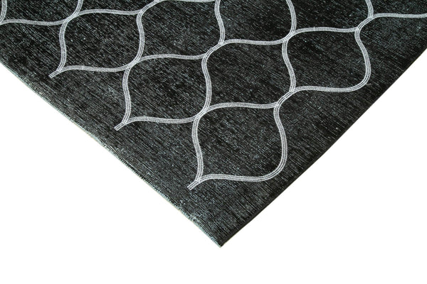 Geometric Carpet Siyah Geometrik Pamuk Yün El Dokuma Halısı 290x394 Agacan