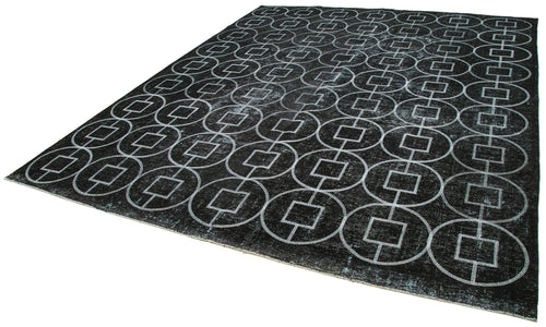 Geometric Carpet Siyah Geometrik Pamuk Yün El Dokuma Halısı 303x377 Agacan