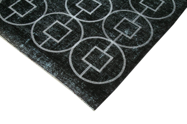 Geometric Carpet Siyah Geometrik Pamuk Yün El Dokuma Halısı 303x377 Agacan