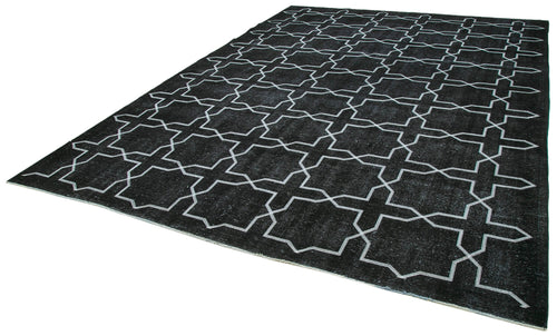 Geometric Carpet Siyah Geometrik Pamuk Yün El Dokuma Halısı 286x395 Agacan