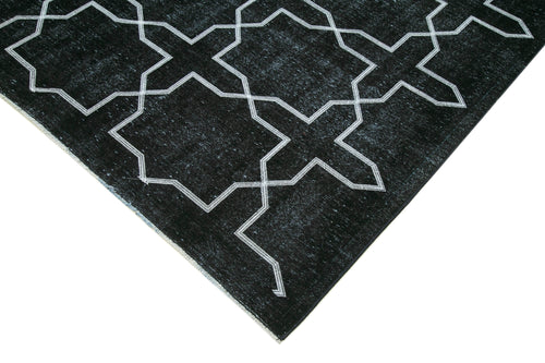 Geometric Carpet Siyah Geometrik Pamuk Yün El Dokuma Halısı 286x395 Agacan