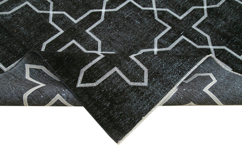 Geometric Carpet Siyah Geometrik Pamuk Yün El Dokuma Halısı 286x395 Agacan