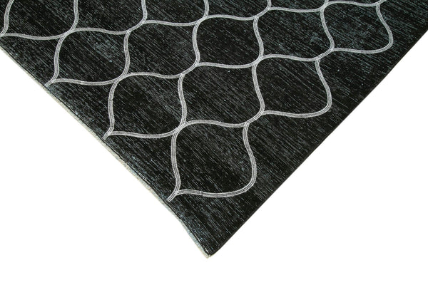 Geometric Carpet Siyah Geometrik Pamuk Yün El Dokuma Halısı 288x400 Agacan