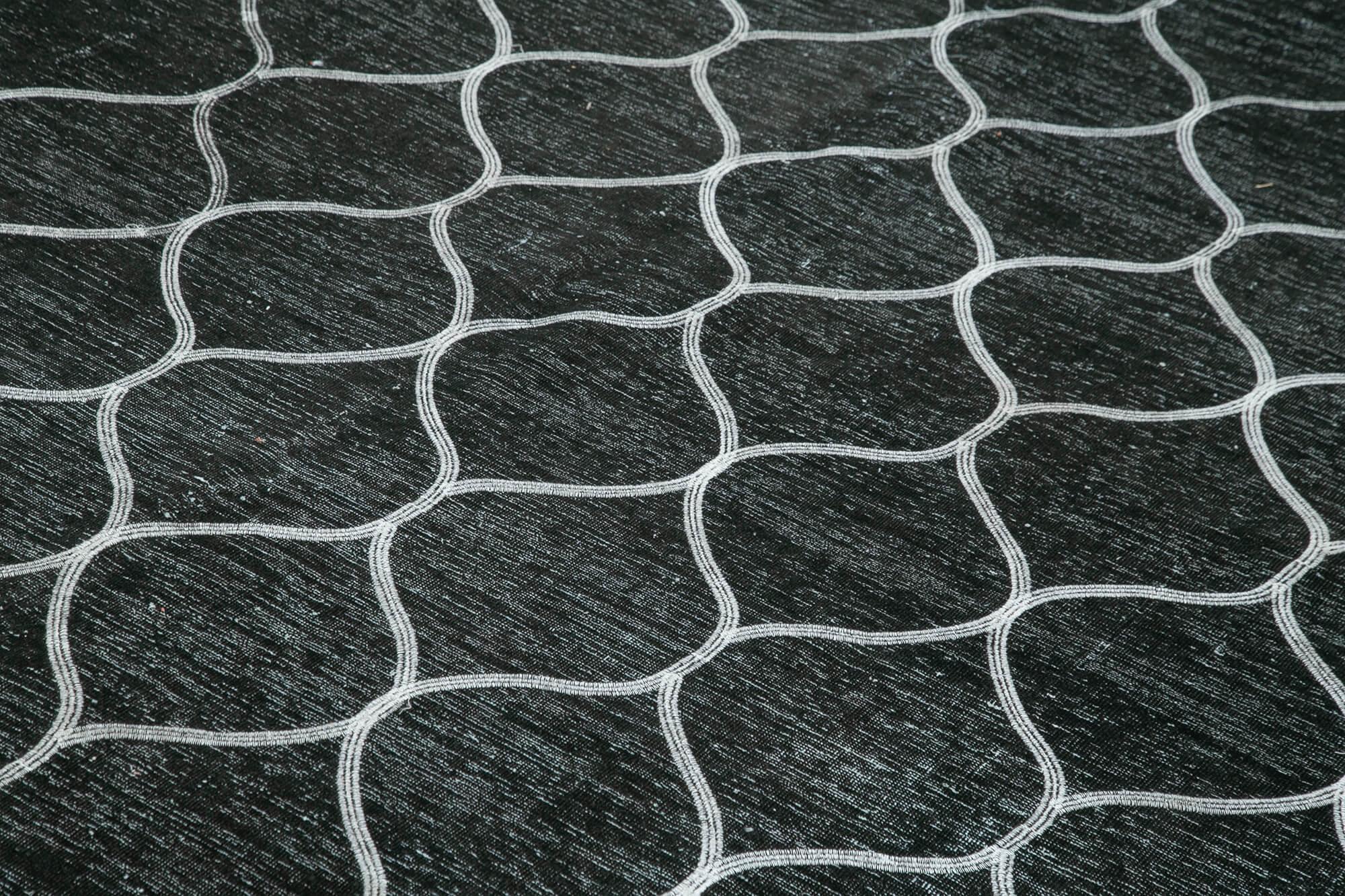 Geometric Carpet Siyah Geometrik Pamuk Yün El Dokuma Halısı 288x400 Agacan