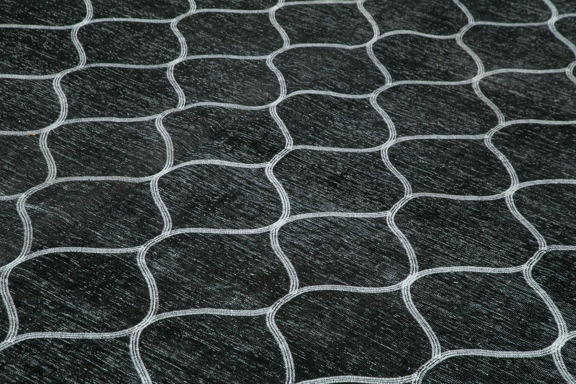 Geometric Carpet Siyah Geometrik Pamuk Yün El Dokuma Halısı 297x416 Agacan